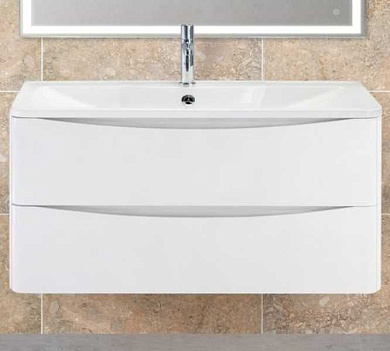 ACQUA База под раковину подвесная с двумя выкатными ящиками, Bianco Lucido, 1200x450x500, ACQUA-1200-2C-SO-BL
