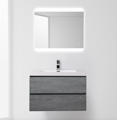 Тумба с раковиной из искусственного мрамора для ванной комнаты BelBagno Luce 90 см Stucco Cemento
