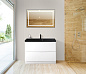 Тумба с раковиной напольная BelBagno MARINO 80 Bianco Lucido,раковина черная,  MARINO-800-2C-PIA-BL-P/BB800/450-LV-ART-AST-NERO