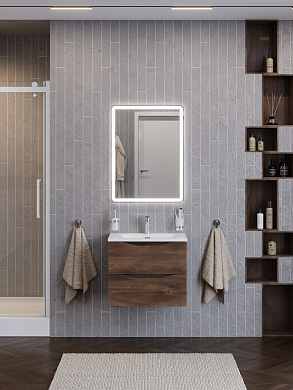Тумба с керамической раковиной подвесная BelBagno МАРИНА-МИНИ2.0 (Marino-MINI-2.0) 50 Дуб коньячный, раковина BB-8099-3-50+Marino-MINI-2.0-500-2C-SO-RC-P