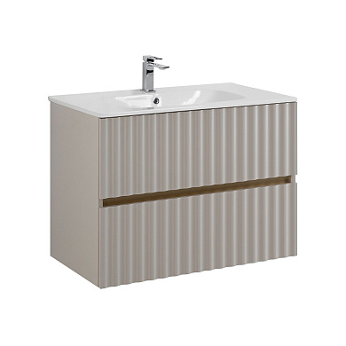 ELEGANT База под раковину подвесная с двумя выкатными ящиками, 80 см AM-ELEGANT-800-2C-SO-GCM-LED светло-серый матовый