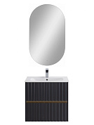 Тумба подвесная с керамической раковиной, Art&Max ELEGANT, 60 см серый матовый AM-ELEGANT-600-2C-SO-GM-LED+AM7110-60
