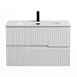 Тумба подвесная с керамической раковиной, CEZARES DUET-N, 80 см Bianco Lucido DUET-N-800-2C-SO-BL+CZR-8095-80