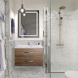 Тумба подвесная с раковиной из литьевого мрамора BelBagno AURORA 90 Rovere Tabacco