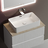 Тумба со столешницей и керамической раковиной подвесная, SANCOS Snob T, 80 см Bianco SNT80W+TT80A2+CN5023