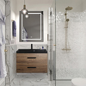 Тумба подвесная с черной раковиной из литьевого мрамора BelBagno AURORA 80 Rovere Tabacco
