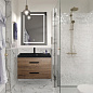 Тумба подвесная с черной раковиной из литьевого мрамора BelBagno AURORA 80 Rovere Tabacco